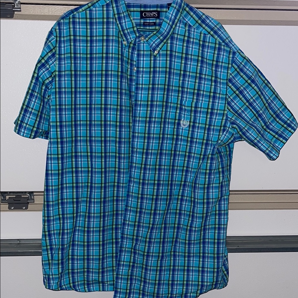 Chaps Blue and Green Casual Button Down Shirt
